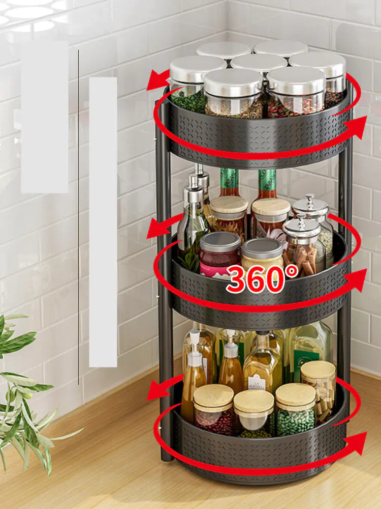 Multi-Layer Rotating Spice Rack for Kitchen Countertops